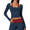 Navy/ Burgundy, variant on Women's Crop Top with Built-In Bra, Long Sleeve Scoop Neck, Nylon-Spandex S-XL