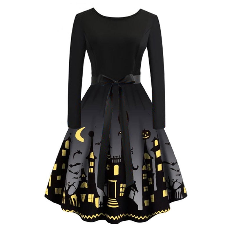 ladies black swing dress