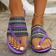 thumbnail image 6 of Summer Large Size New Fish Mouth Line Wind Drill Outside To Wear Flat Beach Female Slippers Sandals for Women 2025 Purple 43, 6 of 8