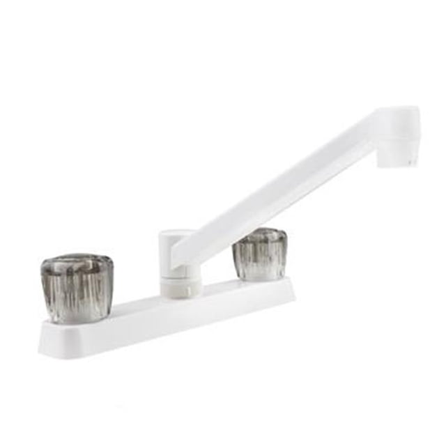 DFPK600SWT 2 Fumé Poignée en Acrylique Satin Brossé Robinet & 44; Blanc