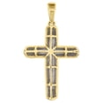 thumbnail image 3 of 10K Yellow Gold Genuine Diamond Tube Cross Pendant 1.65" Dome Pave Charm 1/5 CT., 3 of 6