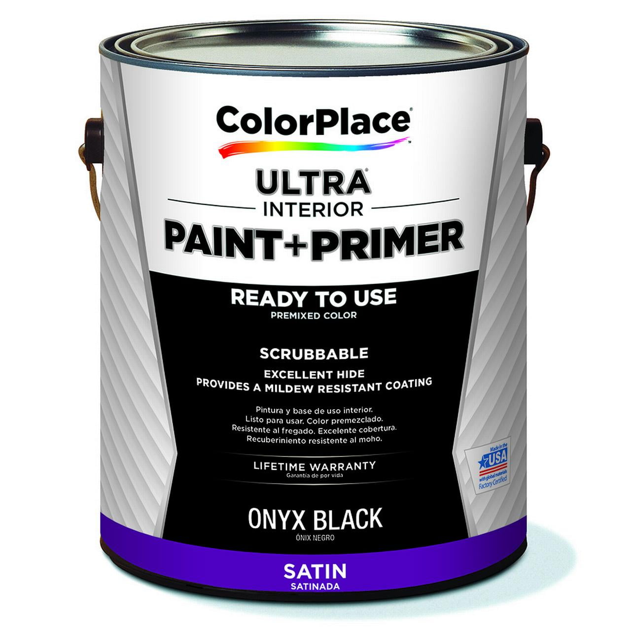 ColorPlace ULTRA Interior Paint & Primer, Onyx Black, Satin, 1 Gallon