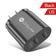 thumbnail image 2 of FungLam 40W Flash Charging Fast Charging Dual Ports Wall Charger, PD and QC3.0 Port Quick Charger Compatible with iPhone, iPad, Samsung and More (Black), 2 of 4
