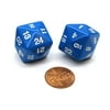 Koplow Games Set of 2 D24 Opaque 24mm 24-Sided Gaming Dice - Blue with White Numbers #11789