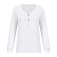 thumbnail image 4 of PNTUTB Long Sleeve Loose Shirt for Women Solid Color Fashion V Neck Causal Comfortable Tops, 4 of 6