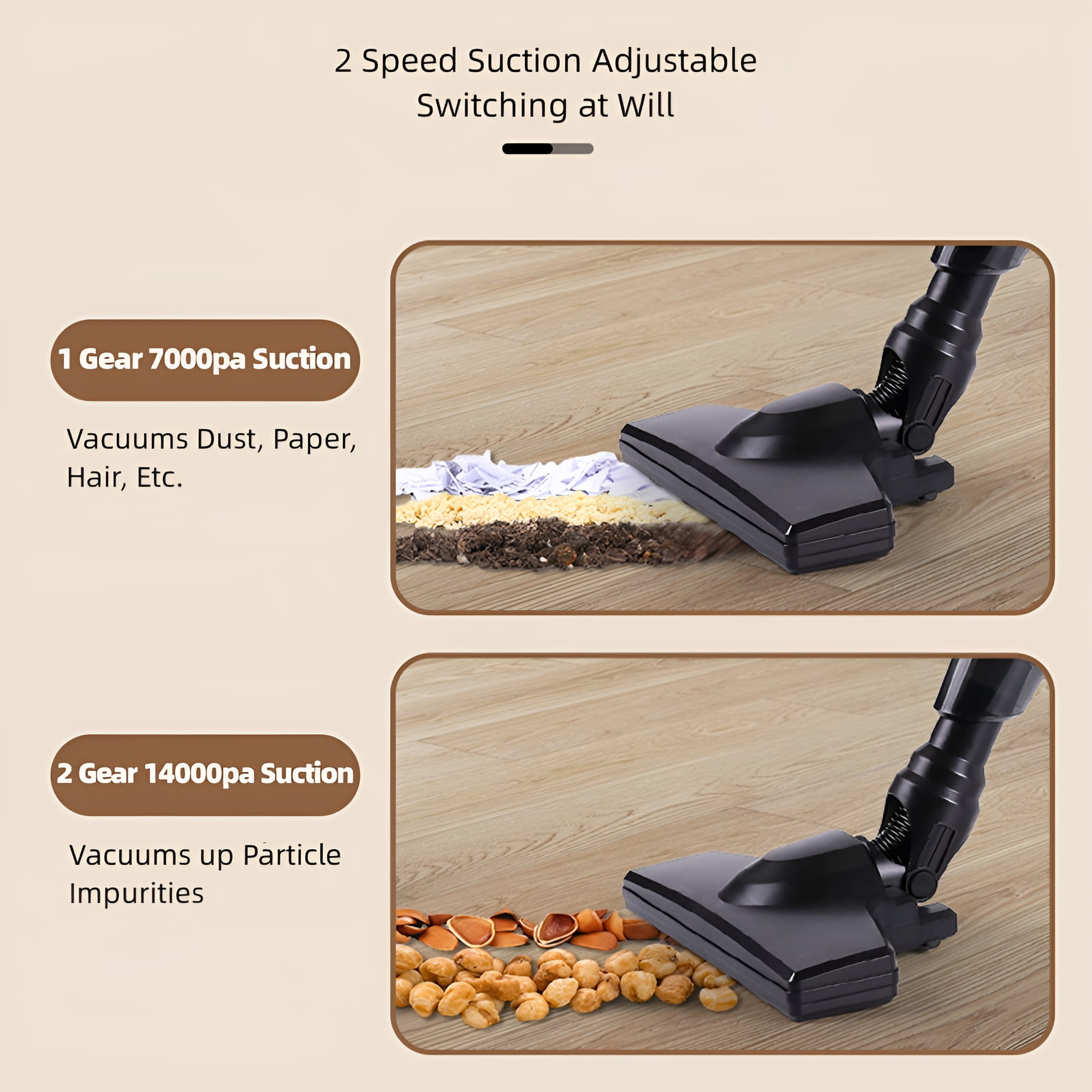 ZEPARO Cordless Stick Wet Dry Vacuum Cleaner with Mop,14000pa Suction Lightweight Stick Vacuum Mop All in One,2 Speeds Adjustable,Household Upright Vacuum Cleaner and Mop Combo for Hard Floor Pet