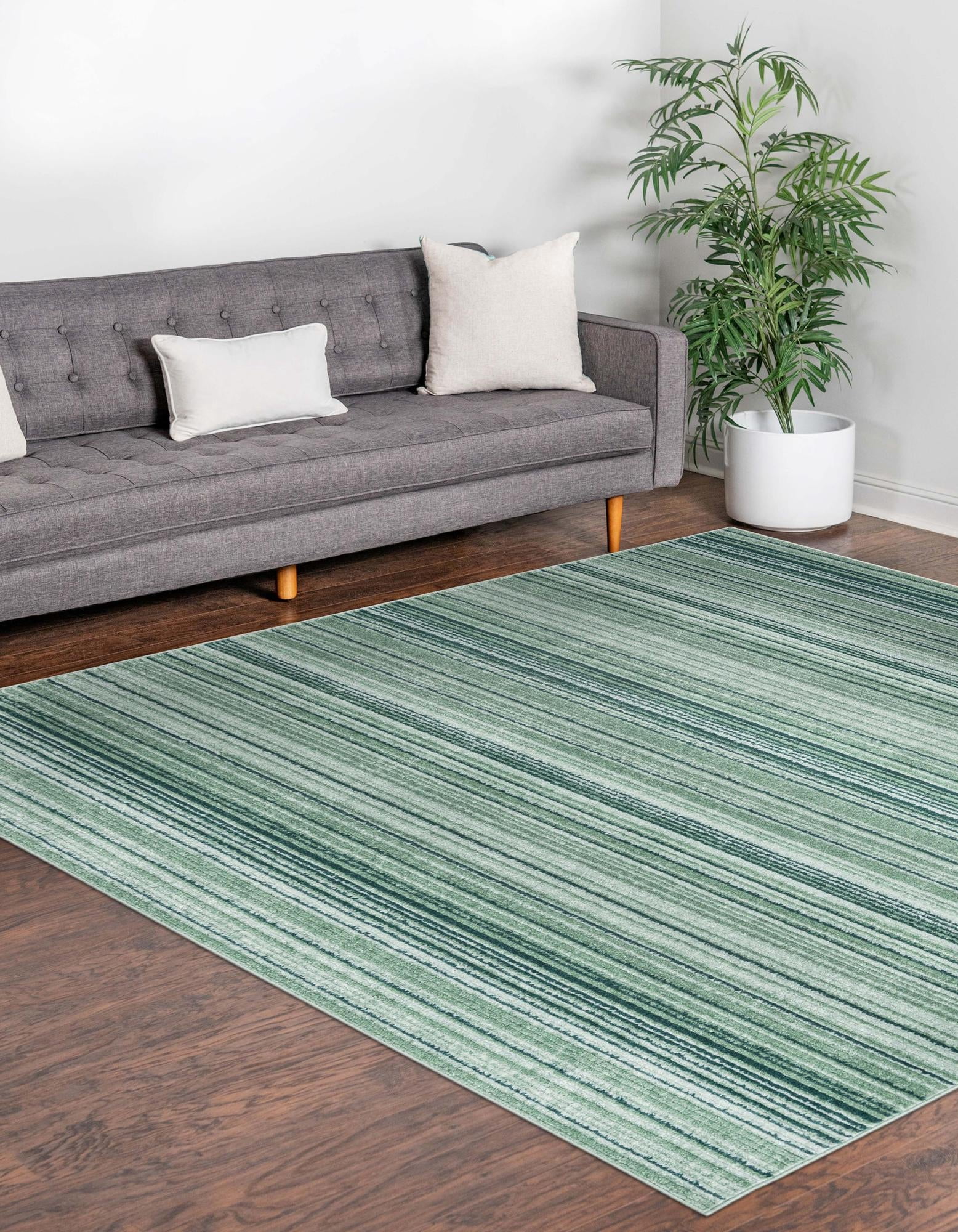 Rugs.com Gemstone Collection Rug – 9' 8 Square Green Medium Rug Perfect For Living Rooms, Kitchens, Entryways