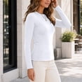 thumbnail image 4 of hotojiny Long Sleeve Shirts for Women Basic Crew Neck Slim Fit Tops Fall Winter Thermal T-Shirts Base Layer Tees(White,X-Large), 4 of 7