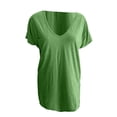 thumbnail image 4 of Yubnlvae Ladies' Casual Pocket Short Sleeve T-Shirt, Ladies' Fashionable Casual Solid Color Plus Pocket Short Sleeved T Shirtclearance! Solid, Round Neck, Green, Xxl, 4 of 4