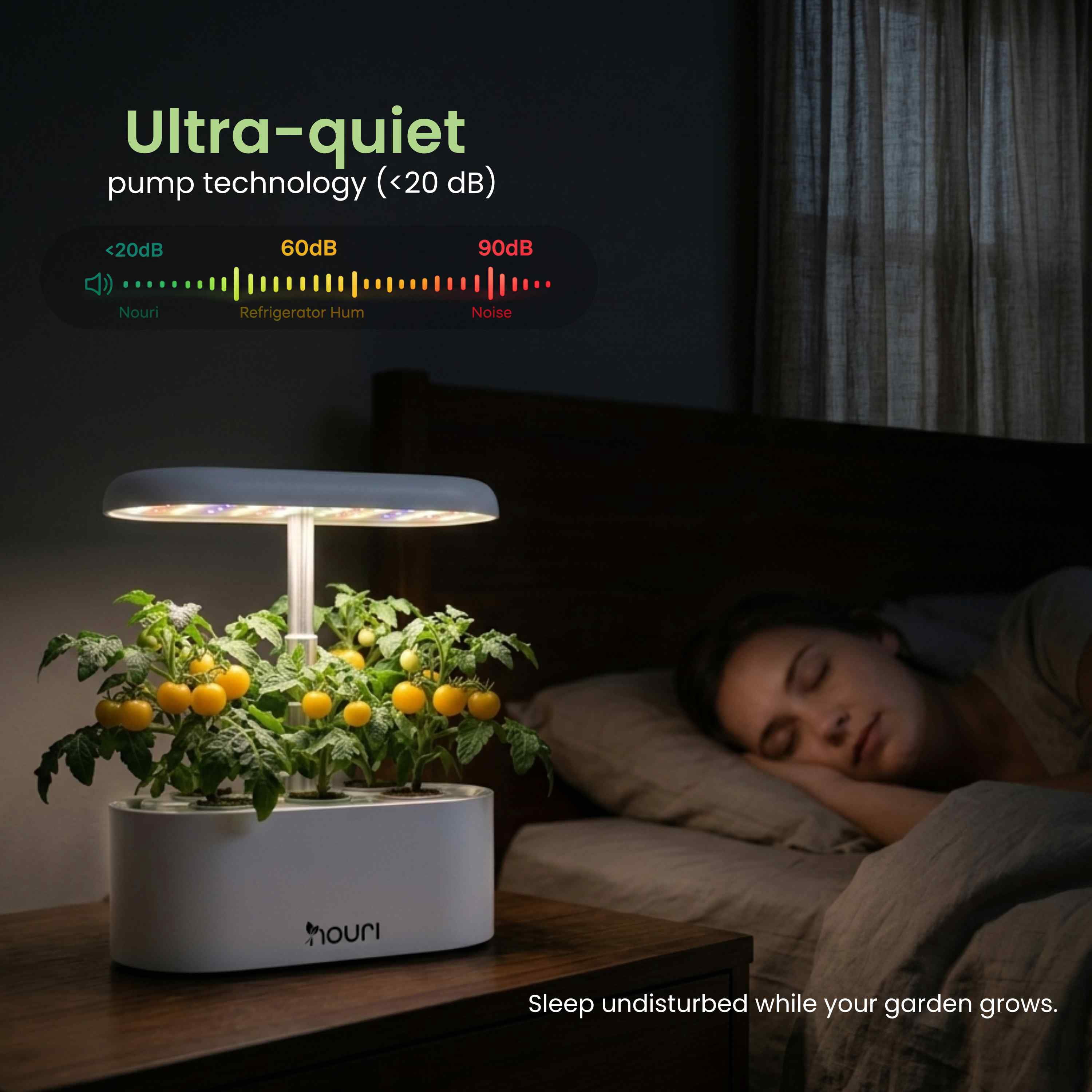 Nouri Hydroponics Growing System, 5 pod APP Smart Indoor Herb Garden Kit with LED Grow Lights, Hydroponic Herb Garden with Basil Seeds Included