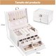 thumbnail image 5 of Organizador De Joyas de 3 Niveles con Cerradura Y Llave, Collares Y Relojes Caja Almacenamiento De Joyería Y Accesorios(Blanco), 5 of 7