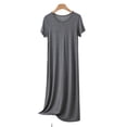 thumbnail image 2 of Naittoop Short Sleeve Modal Dress for Women Loose V Neck Nightgown Comfy Nightshirt Sleepwear, 2 of 5