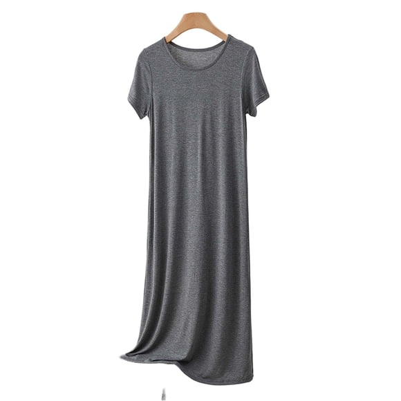 cfhntfmh Long Nightgowns for Women Loose Comfy Sleepshirt Short Sleeve Soft Night Gown Round Neck Sleep Dress Loungewear