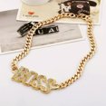 thumbnail image 3 of HOOUN Gold BOSS Chain Necklace Punk Big Gangster Shinny Rapper Fancy Dress Costume, 3 of 4