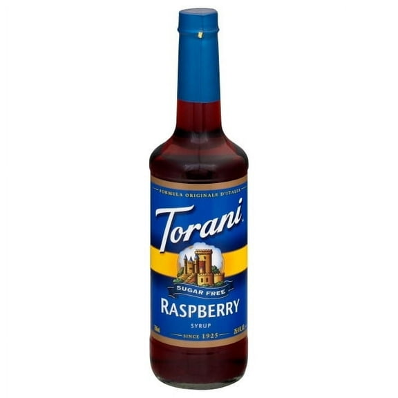 Torani Sugar-Free Raspberry Syrup, 750 mL Glass Bottle