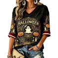 thumbnail image 2 of Bovemsi Tops for Women Trendy Loose‑Fit V‑Neck Half‑Sleeve Prints Fashion Outfits Clothes L, 2 of 4