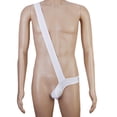 thumbnail image 2 of Hombres Sexy \ 's Ropa Interior De La Camisa De Dormir Diagonal Peluche Breve Traje Bikini Blanco, 2 of 6