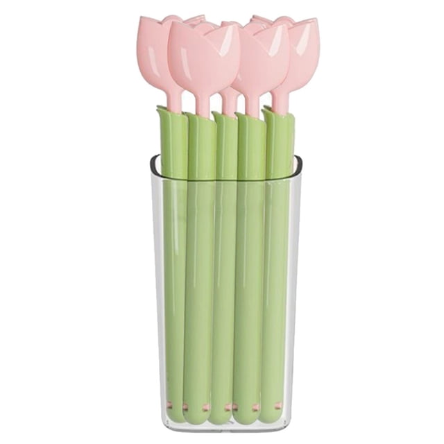 Creative Tulip Shaped Bag Clips Set of 5 with Magnetic Storage Box Colorful Kitchen Snack Sealing Clips for Food Freshness,ABS Material,Yellow Pink Orange