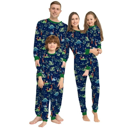 

Clearance YOHOME Christmas Parent-Child Family Set Home Print Pajamas Two-Piece Mother Blue Xl