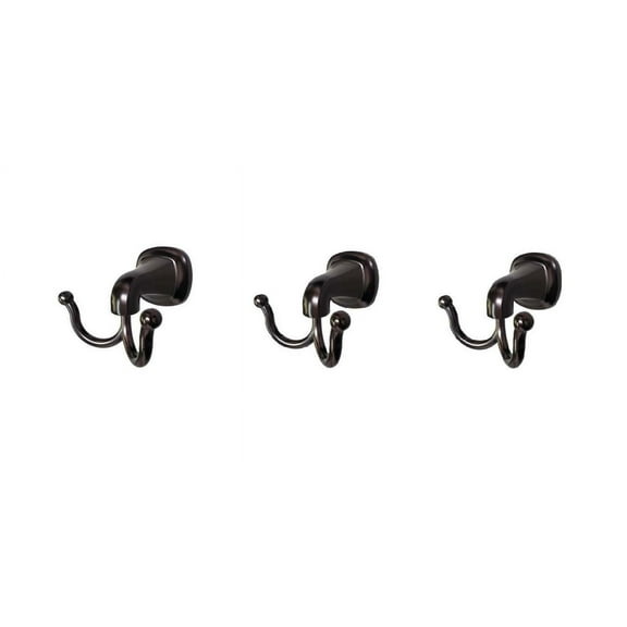 Belding Collection 3-Pack Double Robe Hook in Oil Rubbed Bronze