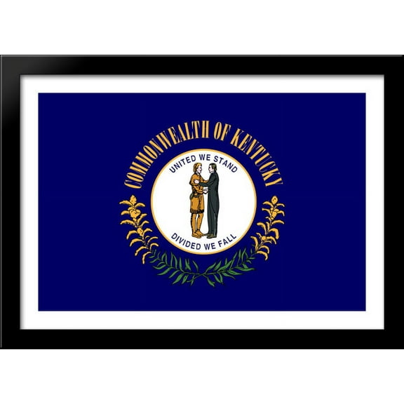 Kentucky State Flag Art 40x28 Large Black Wood Framed Print Art