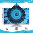 thumbnail image 2 of Blue Tie Dye Mandala Pattern Hooded Bath Towel，60"x35" for Ages 3 To 12 Kids, Quick Dry Lightweight Soft Microfiber Hood Beach Towel Cover Up for Kids, 2 of 7