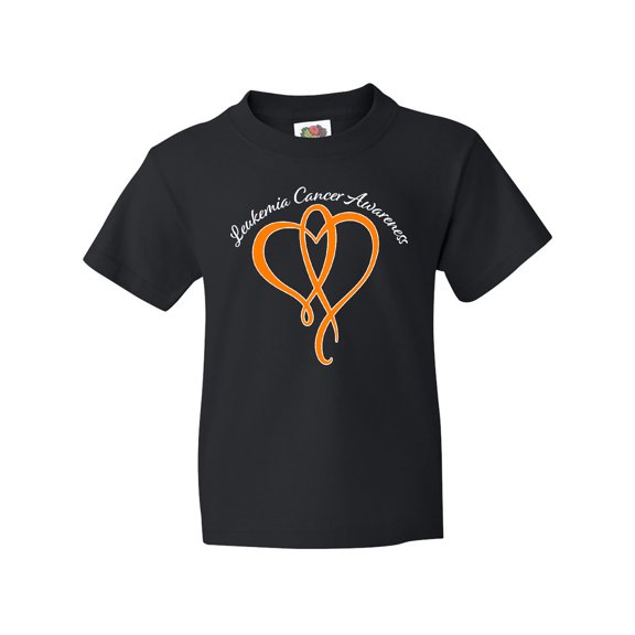 Inktastic Leukemia Awareness with Orange Ribbon Heart Youth T-Shirt