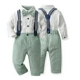 thumbnail image 3 of Godderr Baby Kids Boys Dress Shirt Outfit Sets Toddler Dress Shirt with Bowtie + Suspender Pants Outfit Sets Gentleman Wedding 3PCS Set for 6 Months-12 Years, 3 of 9
