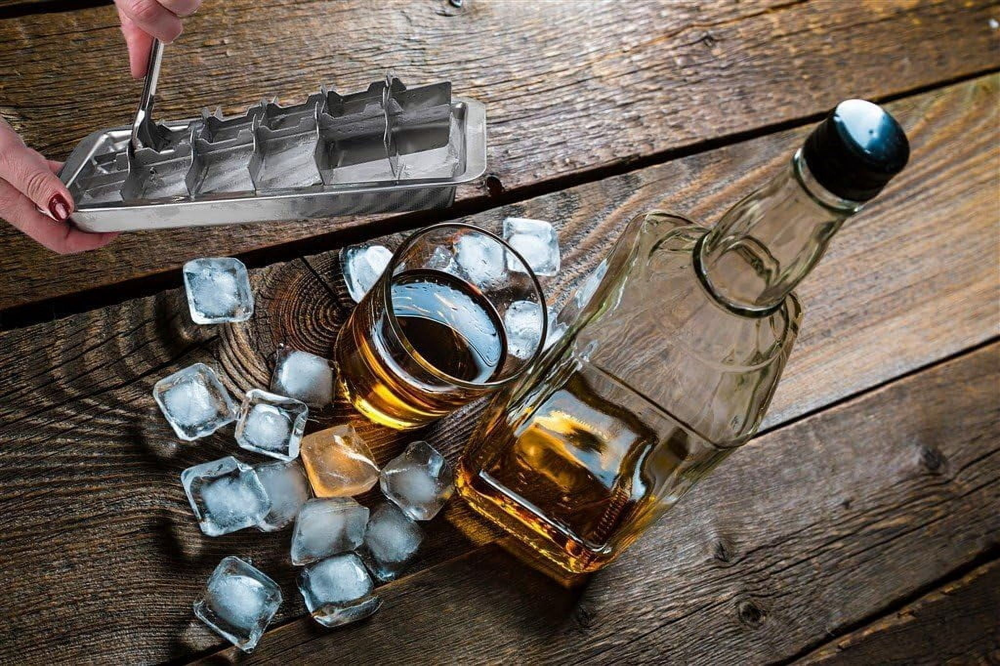 Stainless Steel Ice Cube Maker Tray,Lever Style Ice Cube Mold Quick To Making 18 Ice Cubes