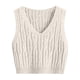 thumbnail image 2 of Chaleco de mujer, cuello en V, tejido de punto trenzado, sin mangas, corte holgado, color liso, tallas S-M-L, 2 of 4
