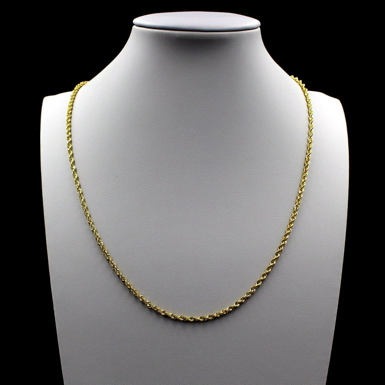 10K Yellow Gold Rope Chain Necklace 16'' - 30 inch 2mm 2.5mm 3mm 4mm 5mm 6mm, Men's, Size: 2 mm