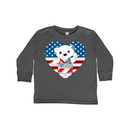 

Inktastic 4th of July US Flag Polar Bear Gift Toddler Boy or Toddler Girl Long Sleeve T-Shirt