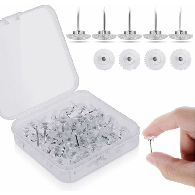 300 piezas de chinchetas de plástico transparente con punta de acero inoxidable para tablón de anuncios de pared, transparente, talla única