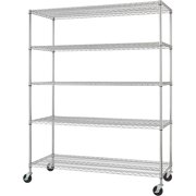EcoStorage Heavy Duty 5-Tier Adjustable Wire Shelving with Wheels for Kitchen Organization, Garage Storage, Laundry Room, NSF Certified, 800 to 4000 Pound Capacity, Chrome, 60 by 24 by 72-Inch