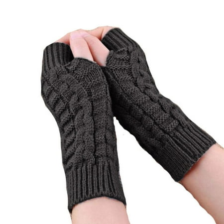 

Fashion Knitted Arm Fingerless Winter Gloves Unisex Soft Warm Mitten GY