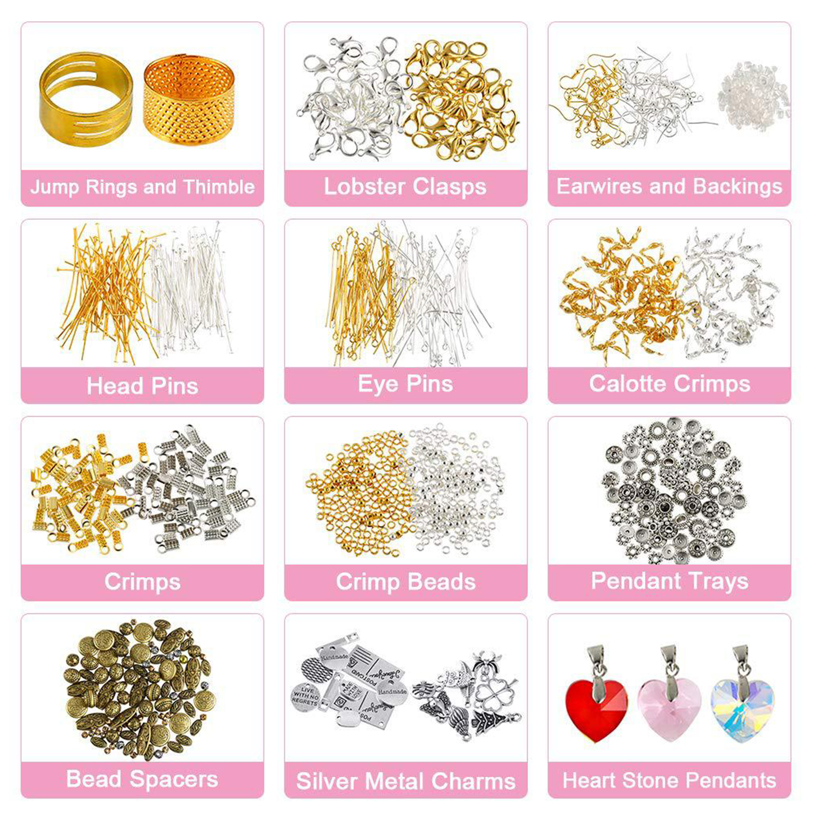 Jewelry Making Supplies DIY Kit with Beads Charms Findings Jewellery Pliers Wire