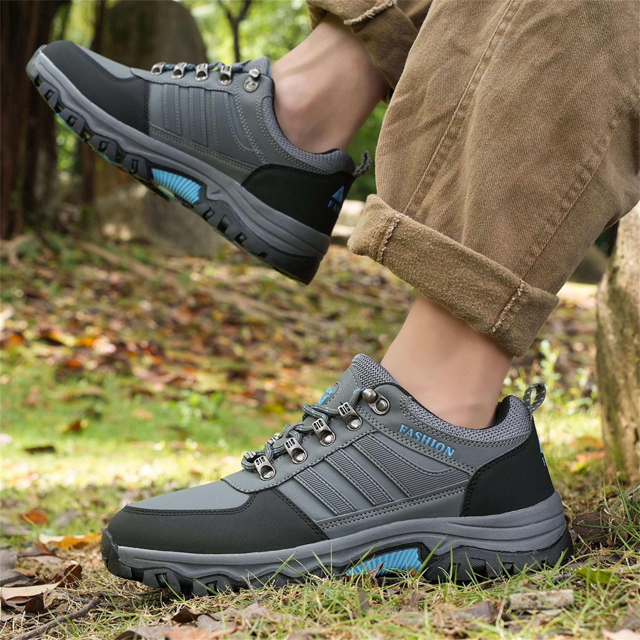 YOURDIARY Mens Hiking Shoes Outdoor Trekking Boots Anti-Slip Waterproof Comfortable Camping Trail Shoes