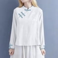 thumbnail image 2 of Pxiakgy Linen Tops for Women Vacation Beach Solid Blouses Summer Gauze Shirts Boho Shirts Elbow Sleeve Mexican Shirts Dressy Blouses Breathable Top 3/4 Length Sleeve Womens Tops White XL, 2 of 5