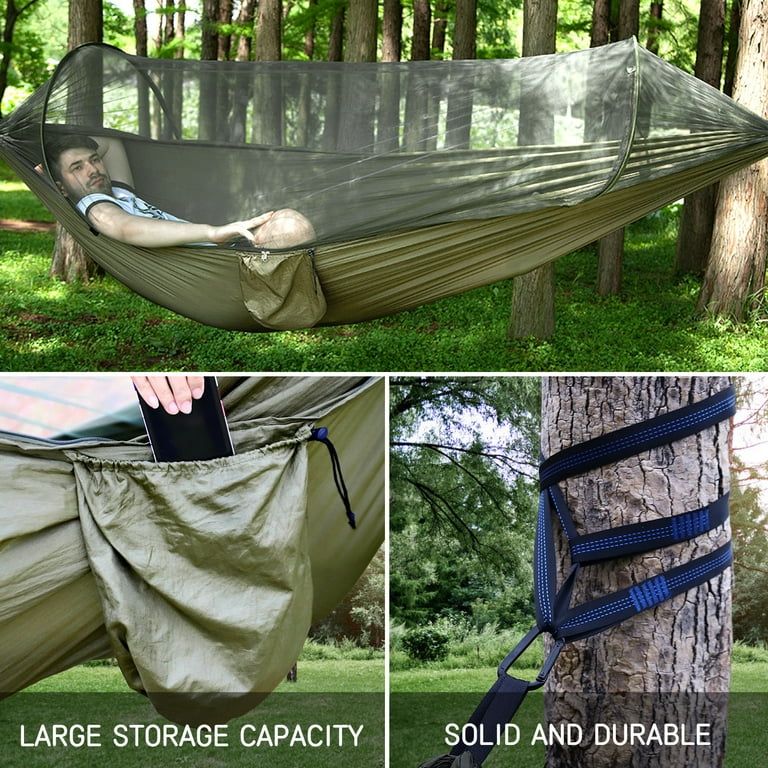 Large Camping Hammock with Mosquito Net 2 Person Pop-up Parachute