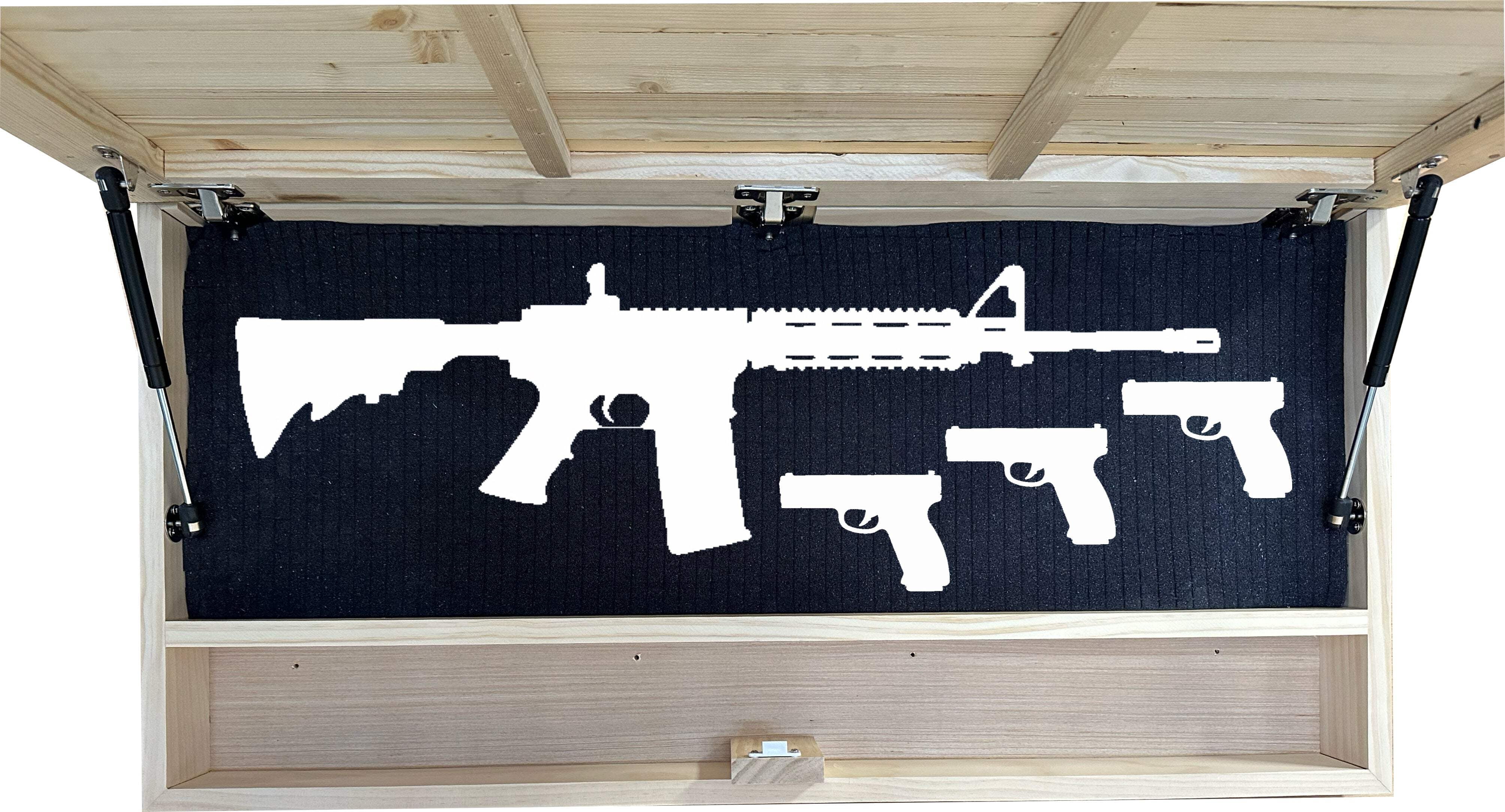 Wood American Flag Black 3-4 Gun Safe Magnetic Lock Secure Access Pistol Rack By Bellewood Designs