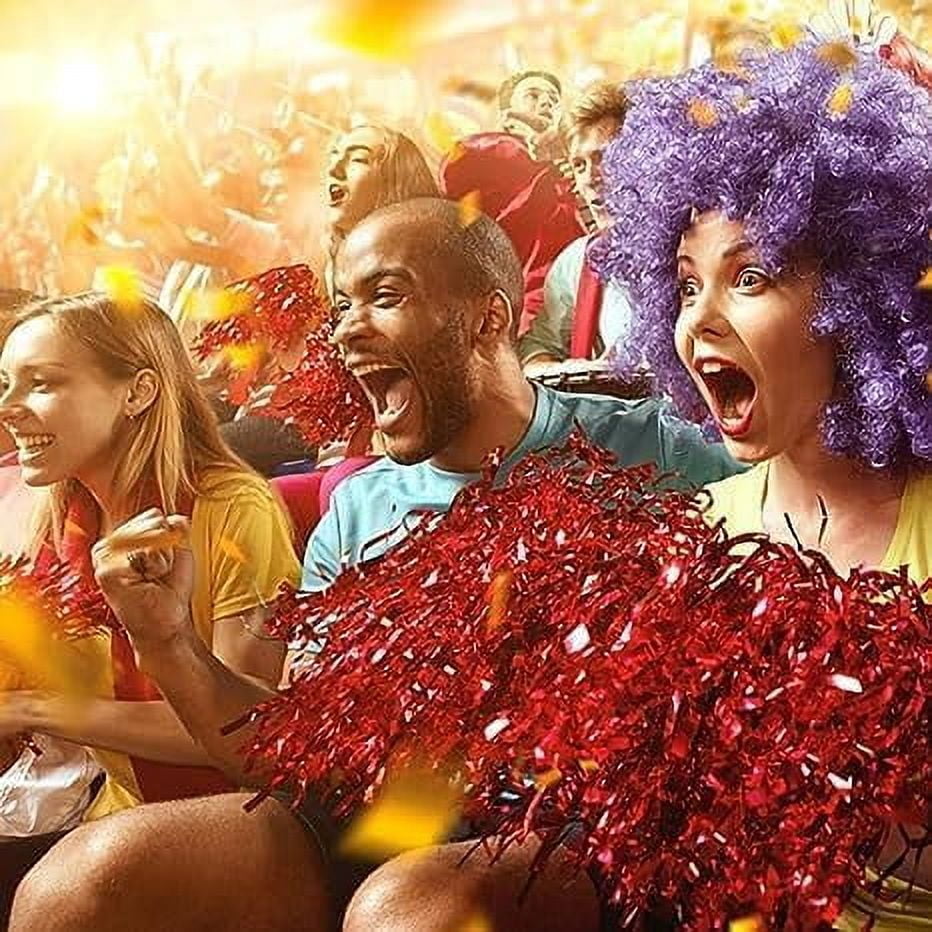 Zhangyh Pom Poms Cheerleading,Fluffy Cheerleader Pompoms with Baton Handle,Metallic Pom Poms Cheerleading for Adults Team Spirit Sports Game Dancing Party (Blue, 4 Pack)