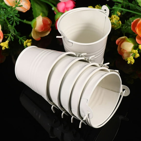 AURARMLET Mini Tinplate Metal Bucket 10Pcs 6.2X6.2X5.2In For Party Supplies And Home Decor