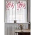 thumbnail image 4 of Pink Floral Cherry Flower Curtains 45 Inch Length, Sheer Curtains for Bedroom Living Room Window Abstract Botanical Branch Rod Pocket Voile Drapes Kitchen Curtains Small Half Window 42"x45" 2 Panels, 4 of 6