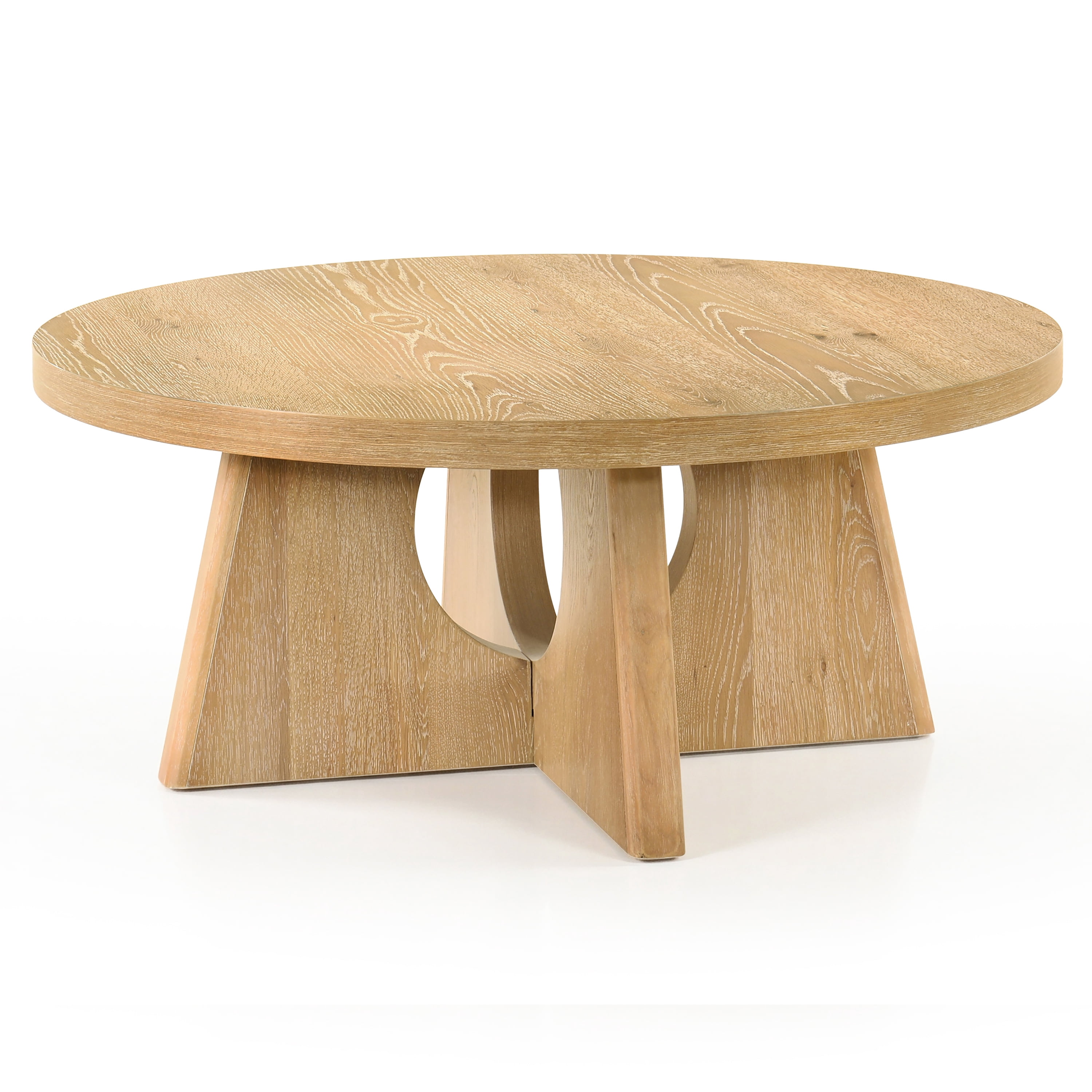 Furniture of America Amesdat Modern Wood 40-inch Round Coffee Table with Pedestal Base, Oak