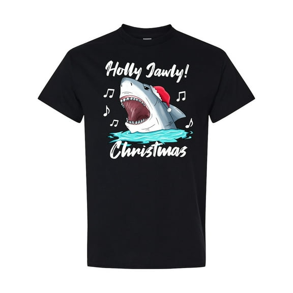 Inktastic Shark Holly Jawly Christmas T-Shirt