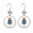thumbnail image 1 of Sweden Europe National Emblem Bow Earrings Drop Stud Pierced Hook, 1 of 3