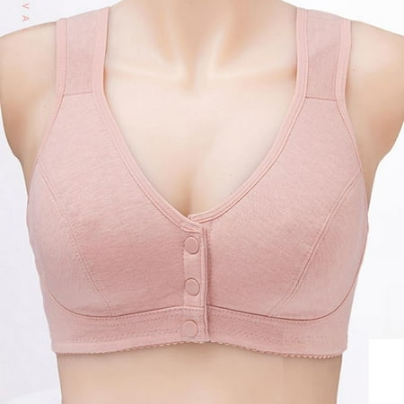 

1Pc Women s Bra without Steel Ring Mother s Underwear Women s Front Open Button Solid Color Gathered Large Women s Underwear P-INK 38/85BC