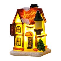 Christmas Village LED Lighted Christmas Village Houses with Figurines, Christmas Village Collection Indoor Room Decor - Collectible Buildings