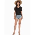 thumbnail image 5 of Womens Summer Tops V Neck T Shirts Swiss Dot Puff Sleeve Tops Loose Casual Tshirts, 5 of 6