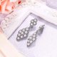 thumbnail image 3 of Pearl Clip On Earrings Crystal Simulated Pearl Elegant Vintage Hollow Chandelier Dangle Clips On Earrings, 3 of 5